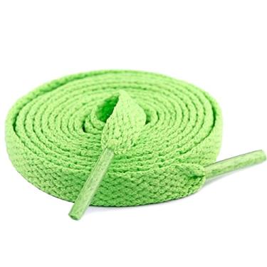 Imagem de CIDOKAT Cadarços planos grossos pretos e brancos para tênis cordas de sapatos crianças adultos (1 par), Verde, 24"/60cm