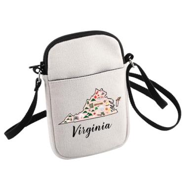 Imagem de Bolsa tiracolo Virginia Locale Born in Virginia Gift Virginia Travel Small Sling Bag Virginia Map Gift, Branco
