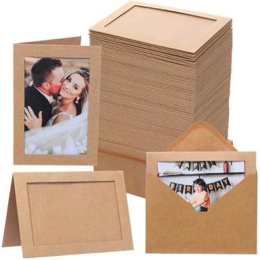 Imagem de Apprabbr Pastas de fotos para fotos 4 x 6, cartões de anotações com envelopes, porta-cartões de fotos de papel para casamento, aniversário, sala de aula DIY (raft, 10 x 15 cm - 100 unidades)