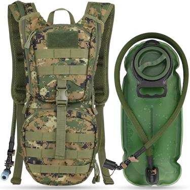 Imagem de Mochila tática Molle hidratante MARCHWAY com 3 L de TPU para uso em água, mochila militar para ciclismo, caminhada, corrida, escalada, caça, ciclismo, Digital Woodland