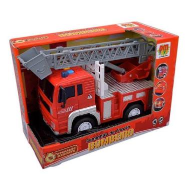 Imagem de Carro Fricção Caminhão de Bombeiro com Escada Luz Som DM Toys
