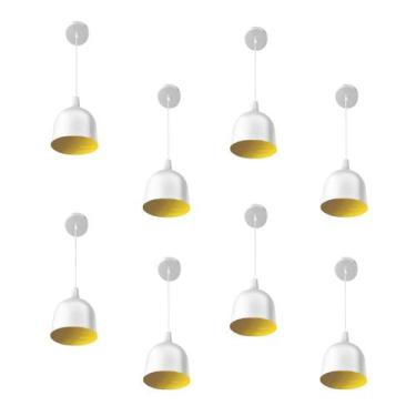 Imagem de Kit 8 Luminária Pendente Gota Com Interior Amarelo Com Fiação 110/220v