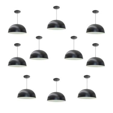 Imagem de Kit 10 Luminária Pendente Meia Lua 24cm Com Interior Branco Brilho Fia