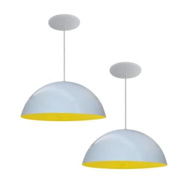 Imagem de Kit 2 Luminária Pendente Meia Lua 50cm Interior Amarelo Com Fiação 110