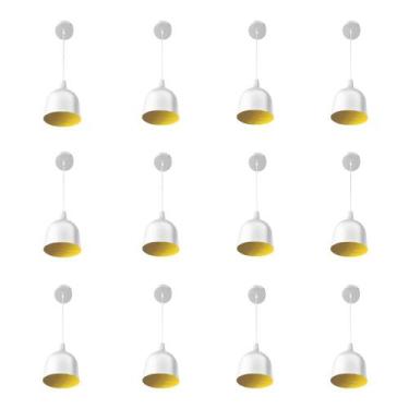 Imagem de Kit 12 Luminária Pendente Gota Com Interior Amarelo Com Fiação 110/220