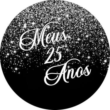 Imagem de Painel De Festa Redondo 1,50x1,50 - Efeito Glitter Prata Caindo Meus 2