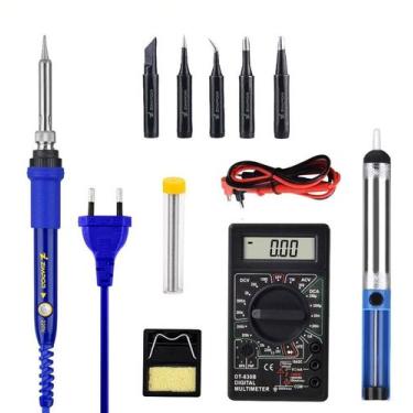 Imagem de Kit Ferramentas Eletrônica Ferro De Solda Multímetro Sugador 220v 110V