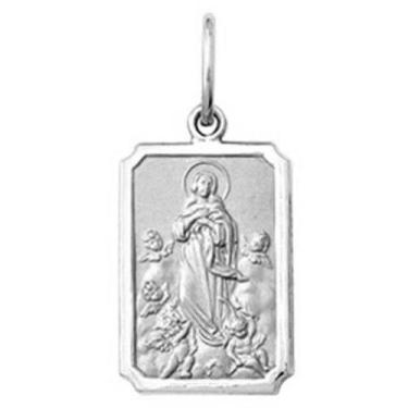 Imagem de Pingente Pequeno 1.1cm Modelo Quadrado Santos Ouro Branco 18k ( 29 San