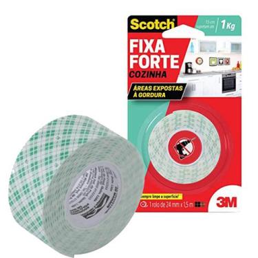 Imagem de Fixa Forte Espuma Cozinha Suporta até 1kg 15cm 24mm X 1,5 Metros 3M  A