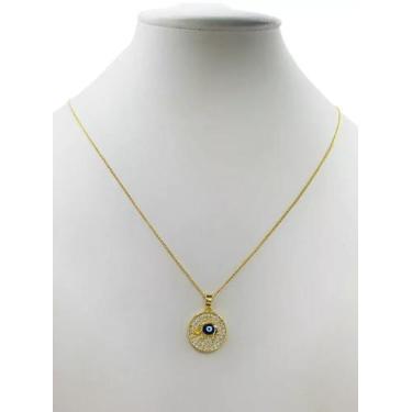 Imagem de Cordão Feminino 1mm Elefante Olho Grego - Banhado a Ouro 18k - ToJoia1
