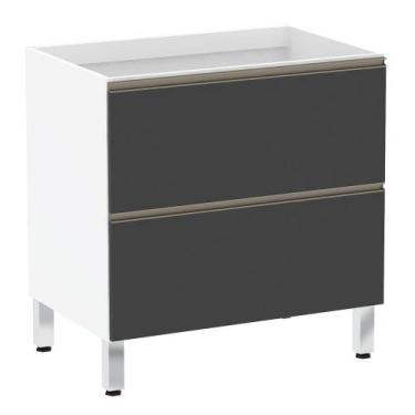 Imagem de Balcão Sem Tampo 80cm Basculante Branco Com Preto Txt - LUCIANE