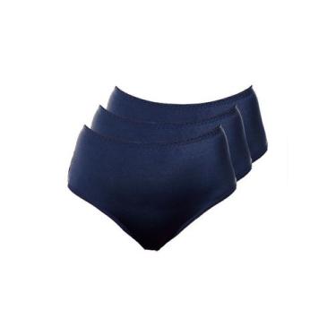Imagem de Kit com 3 Calcinhas Alta Chanson Demillus 57850, Azul marinho, XG
