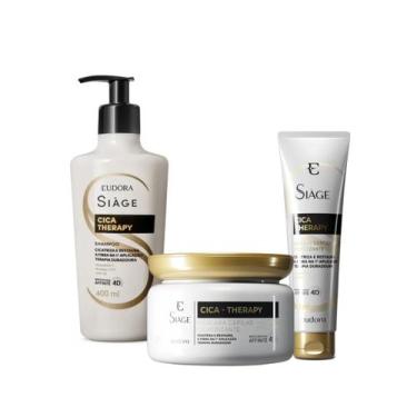 Imagem de Combo Máscara Finalizador Shampoo Cica-Therapy Siage Eudora Pote Grand