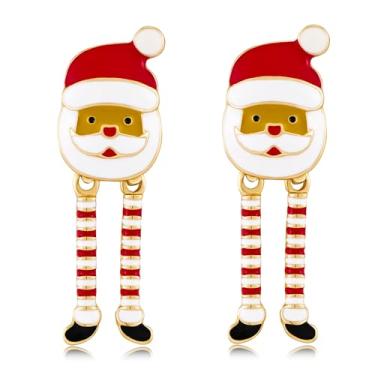 Imagem de YUJIE Brincos de Natal femininos de floco de neve, árvores de Natal douradas, com strass, pérola, brilhante, colorido, lâmpada, brincos, bijuterias de fantasia de Natal, Latão, Sem pedra preciosa