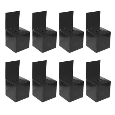 Imagem de PATIKIL Caixa de sugestões de papelão, 8 peças de urna de 15 x 15 x 15 cm com caixa de cabeçalho removível para sugestão, coleção, dica, doação, votação, preto