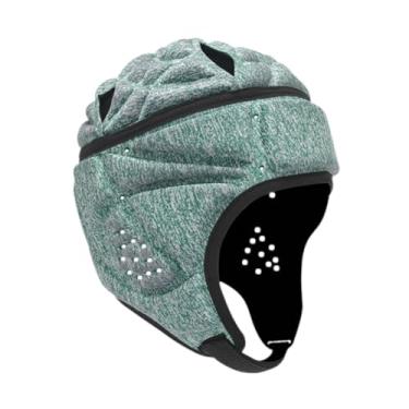 Imagem de Dynwave Capacete de Rugby Protetor de Cabeça de Rugby Acessórios Macios Boné de Proteção Capacete para Futebol Americano de Bandeira Beisebol Arremessador, Cinza Azul