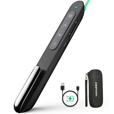 Imagem de Controle remoto de apresentação Norwii N76 Recarregável com ponteiro, longo alcance, apresentador sem fio para apresentações em PowerPoint, controle de slide (luz verde)