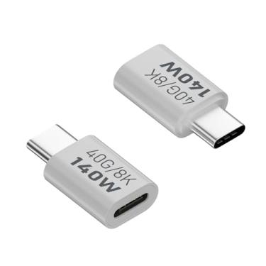 Imagem de QIANRENON Extensor adaptador USB C de 140 W 40 Gbps USB tipo C 4.0 macho para conector de dados fêmea, compatível com tela fundida PD140W (28V5A)/8K @60Hz, casco de liga de alumínio, para Thunderbolt