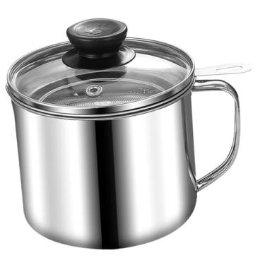 Imagem de WeiLaiKeQi Recipiente de graxa de, filtro conveniente com tampa, pote de óleo multiuso com filtro, lata de armazenamento de óleo para uso doméstico, com Tampa de Vidro