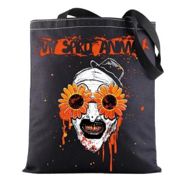 Imagem de BWWKTOP Bolsa de maquiagem cosmética para fãs de filmes de palhaço, presente para fãs de filmes de terror bolsa com zíper para mulheres e meninas, Vidro de girassol TG BL, Bolsa
