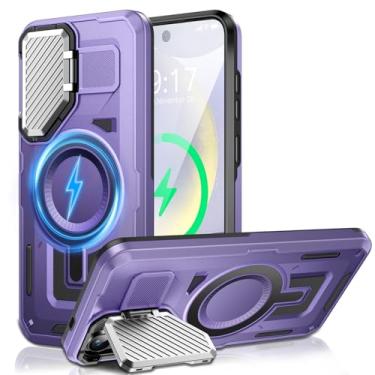 Imagem de Capa com suporte de câmera para Galaxy S24/S19, [compatível com MagSafe] [capa de lente] versão 2024 capa protetora macia de grau militar para Samsung Galaxy S24/S19 6,2 polegadas homens e mulheres,