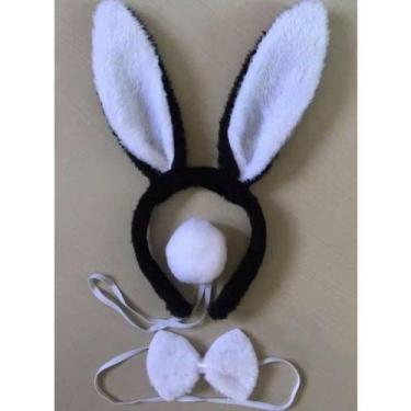 Imagem de Kit Fantasia De Coelho Com Tiara De Orelha + Rabinho + Gravata Borbole