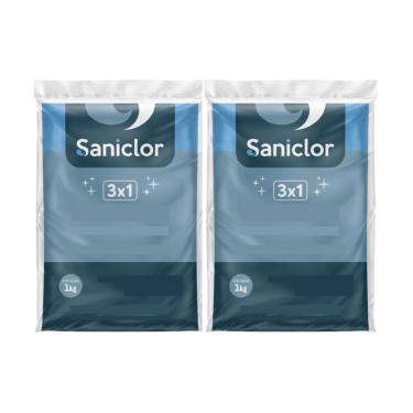 Imagem de Kit 2 Cloro Multi Ação 3 em 1 Granulado 1kg Dicloro Crystal Saniclor