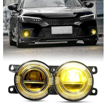 Imagem de Xprite Luzes de neblina LED âmbar compatíveis com Honda Civic Sedan 2016 2017 2018 2019 2020 2021 2022 2023 2024 2025 Honda Hatchback Fit Pilot CRV Accord Odyssey Conjunto de farol de neblina Acura
