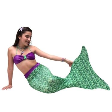 Imagem de Cauda de Sereia Completa para Nadar + Nadadeira Concha Verde