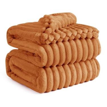 Imagem de Cobertor Flanela Bedsure GentleSoft King - 270x230cm - Laranja