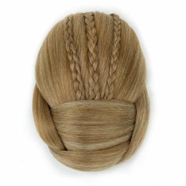 Imagem de IMISSU Cobertura de cabelo trançado chignon dançarina rosquinha pedaços de cabelo scrunchies coque de cabelo peruca grampos updo (M3 Mistura de cobre)