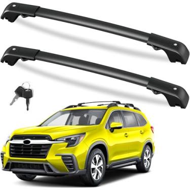 Imagem de FengYu Barras transversais de teto de 100 libras compatíveis com Subaru Ascent 2019-2025 Trilhos de teto de alumínio com trava pesada, barras transversais, canoa, snowboard, teto, preto, bagagem
