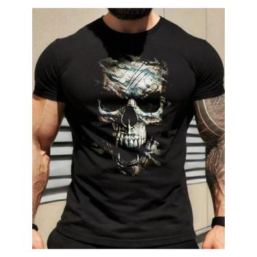 Imagem de Camiseta Masculina Camuflado - Estampa de Caveira Camuflada em Algodão