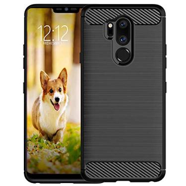 Imagem de KEEPCA Capa para LG G7 ThinQ, capa para celular LG G7, fina, macia, flexível, de gel de poliuretano termoplástico de silicone, antiarranhões, à prova de choque, capa protetora de fibra de carbono para