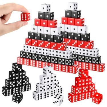 Imagem de Poen 150 Packs Standard Game Dices 16mm Casino Theme Party Dice Acrylic D6 Dice Bulk Casino Dice for Casino Theme Party Board Games Vegas Birthday Party Supply(Black, Red, White,Square Corner)