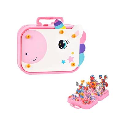 Imagem de Maleta Infantil com Blocos de Montar Montessori Kit Educativo (Unicórnio)
