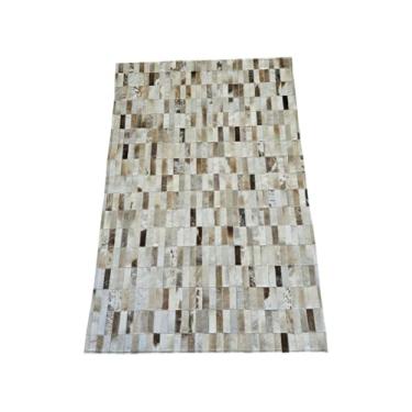 Imagem de Tapete De Couro Natural Legítimo Costurado 1,50 x 1,00 M (Champanhe Tiras)