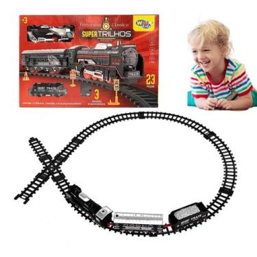 Imagem de Brinquedo Trem Trenzinho Ferrorama Locomotiva Com Luz E Som 3 Vagões 1