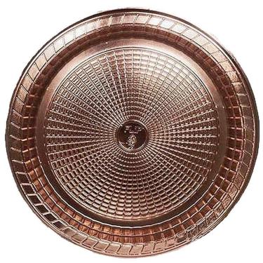 Imagem de Prato Descartável Metalizado Marrom 22cm - 6 Unidades