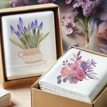 Imagem de 2 Matrizes de Bordado  Jardim Flores Lavanda Cama Mesa Banho Atelie Bo