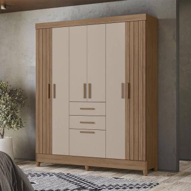 Imagem de Guarda Roupa Roupeiro Malta 7 Portas 2 Gavetas Carvalho Fendy Moval