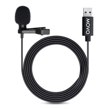 Imagem de Microfone omnidirecional USB Lavalier com clipe de lapela Movo M1