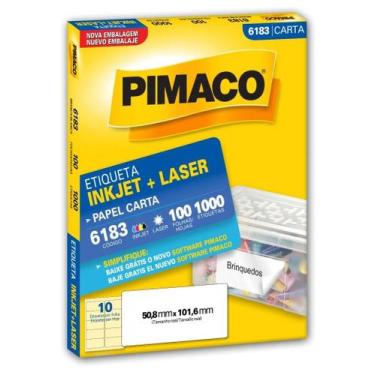 Imagem de Etiqueta pimaco carta 6183 50,8 x 101,6 com 100 fls 10 etiq. p/ folha