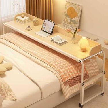 Imagem de Mesa para laptop ajustável em altura de 65 a 95 cm - mesa móvel de estudo para cama de hospital com rodas - prateleira de mesa de computador de escritório para quarto