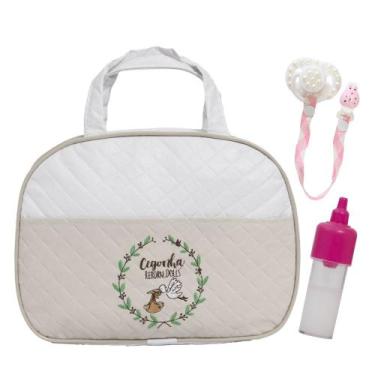 Imagem de Conjunto para Bebê Reborn com Chupeta e Mamadeira Bolsa Maternidade Be
