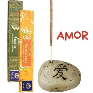 Imagem de Queimador Incensario Porta Incenso Pedra Japonesa Amor Esperança Paz V
