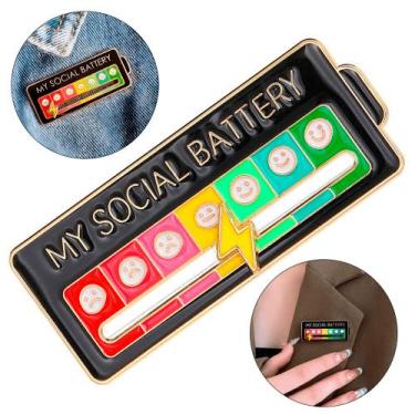 Imagem de Pin My Social Battery Broche Bateria Social Mood Tracker - Things Nerd