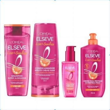Imagem de Kit Elseve Liso Dos Sonhos - L'Oréal Paris, Sérum, Shamp,Cond,Creme 20