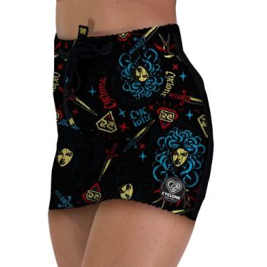 Imagem de Saia Cyclone Veludo Medusa Diamond Heavy, Preto, Azul, PP