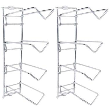 Imagem de Conjunto 2 Adegas para Parede Cromado Suporte para 8 Garrafas de Vinho